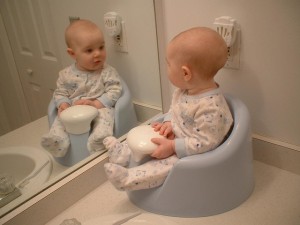 baby in mirror